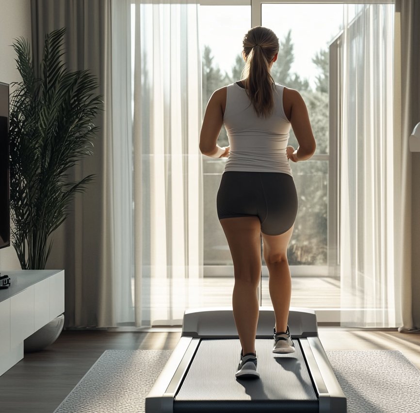 woman walking on treadmill